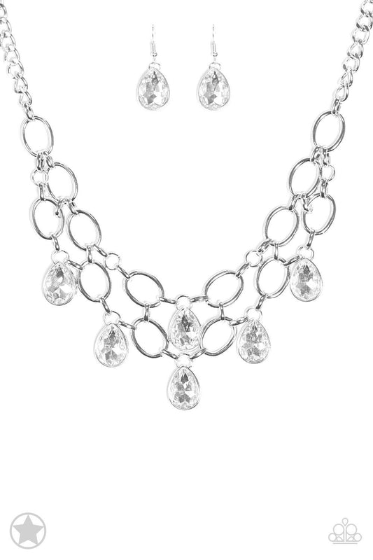 Show-Stopping Shimmer Necklace Set-White